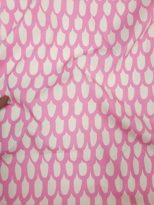 Premium Cotton Suit Set Fabric Pink Printed Top with White Chikankari Bottom