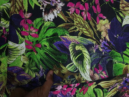Designer Modal Rayon Floral Suit Material Schiffli Bottom