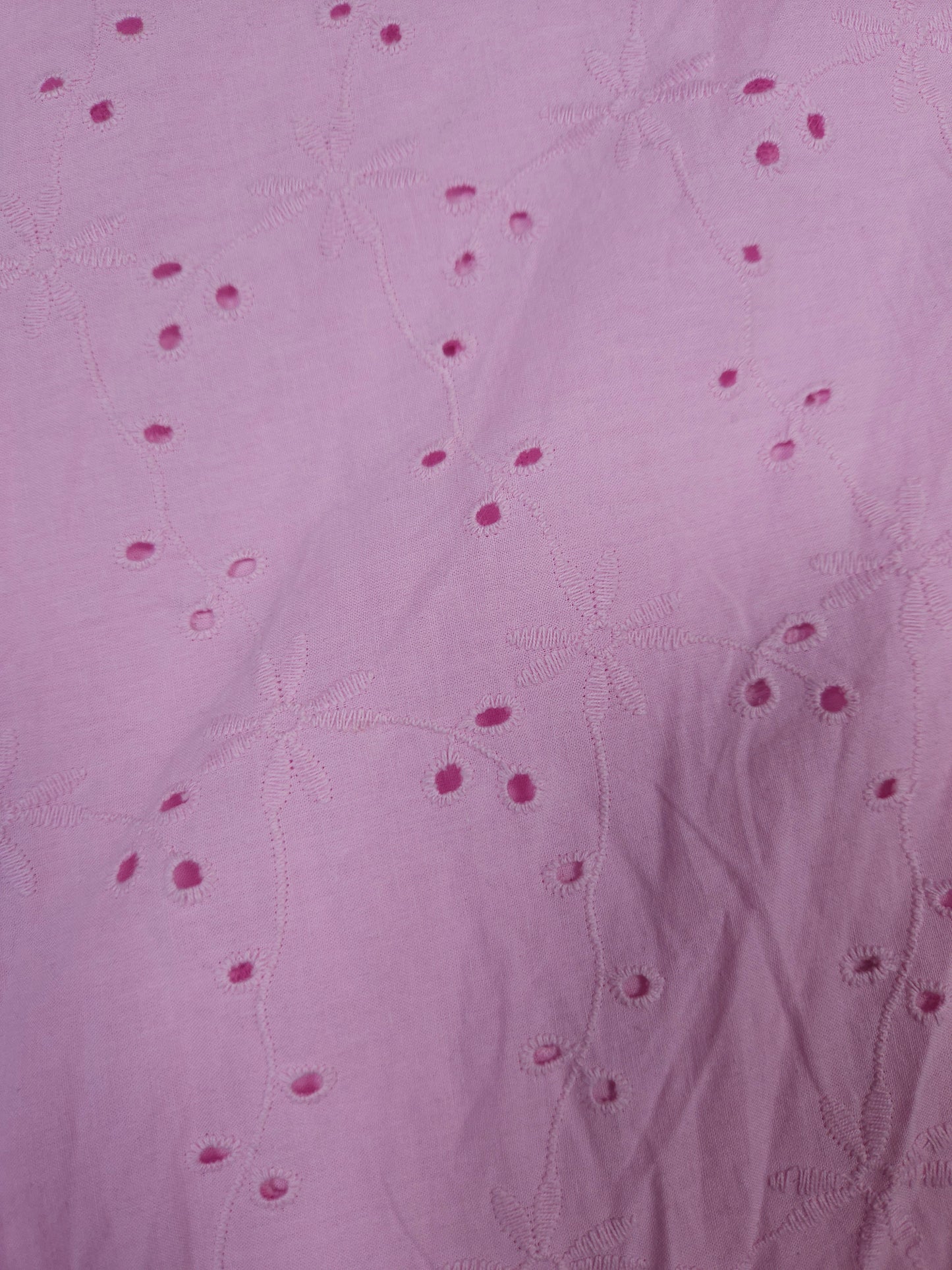 Premium Baby Pink Cotton Schiffli Embroidered Fabric