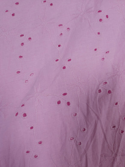 Premium Baby Pink Cotton Schiffli Embroidered Fabric