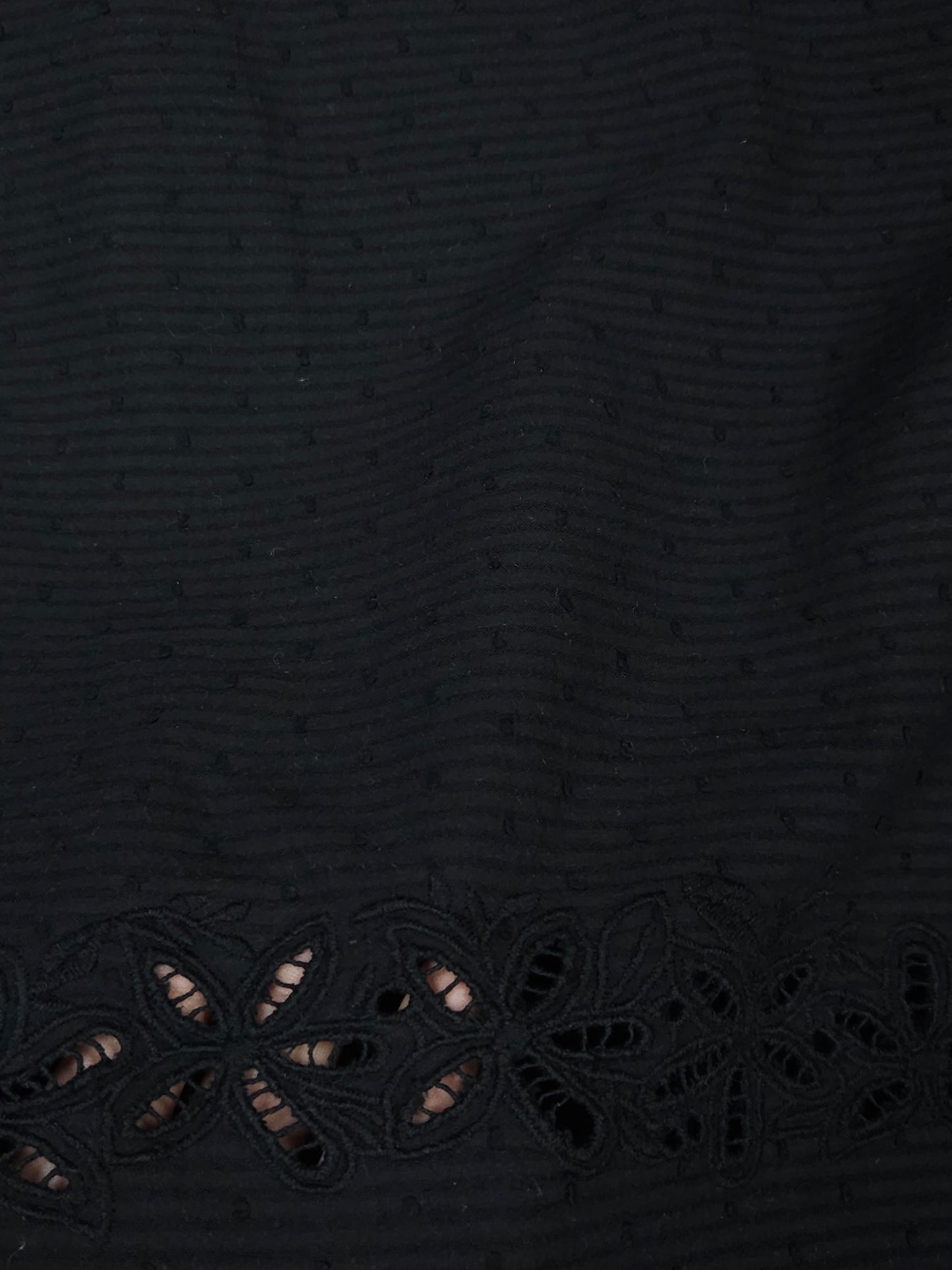 Premium Black Cotton Embroidered Border Fabric