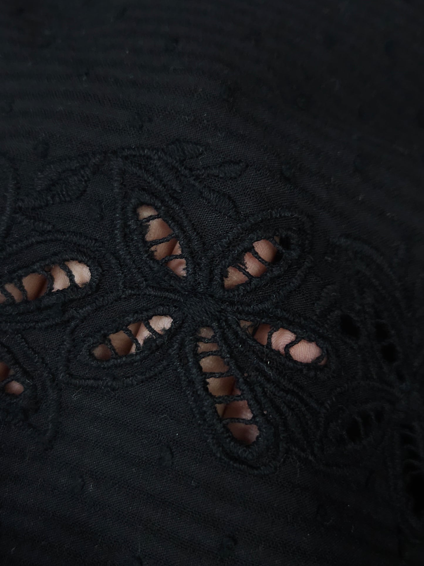 Premium Black Cotton Embroidered Border Fabric