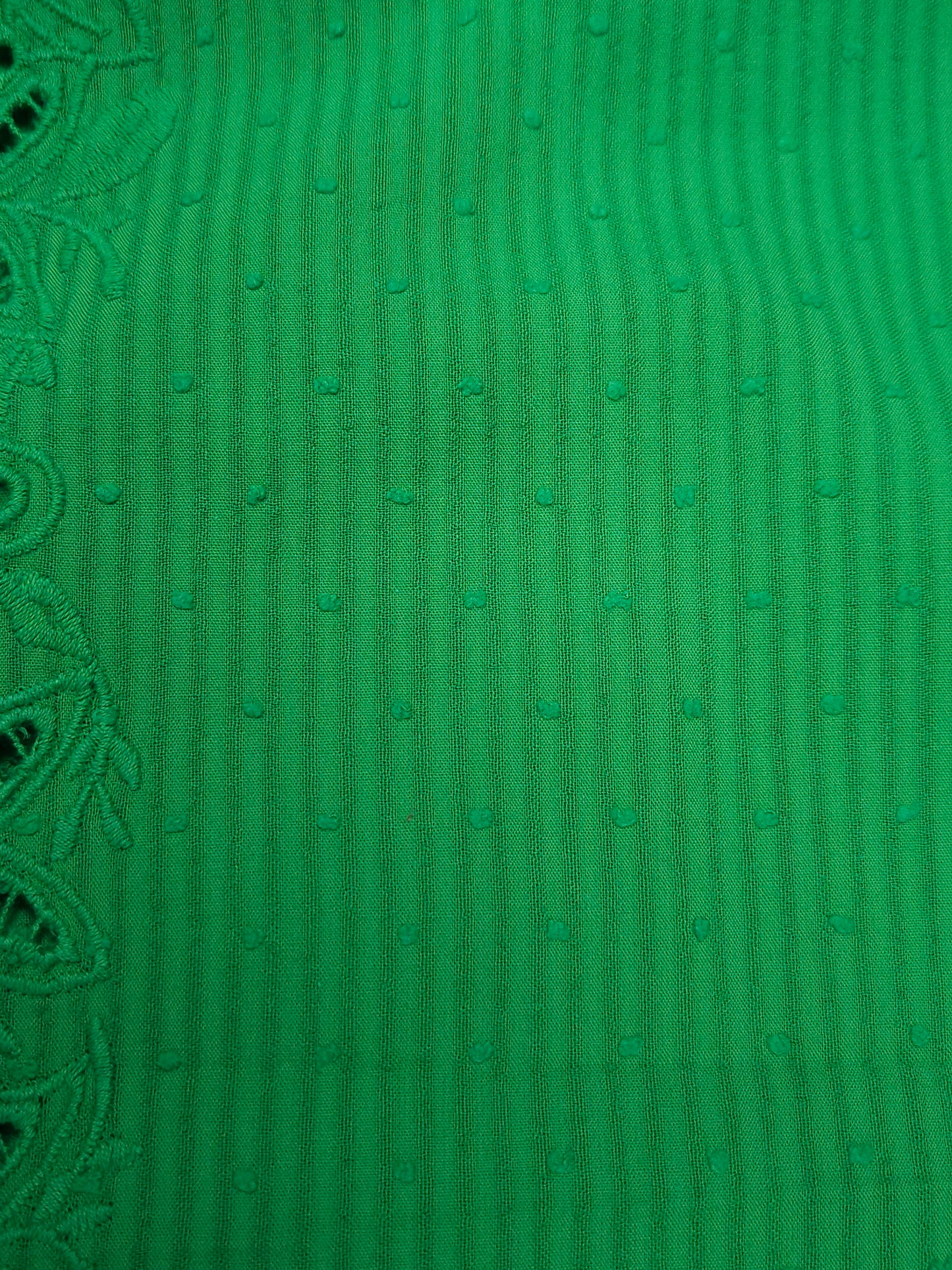 Premium Emerald Green Cotton Embroidered Border Fabric