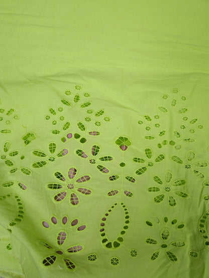 Premium Lime Green Cotton Schiffli Cutwork Fabric