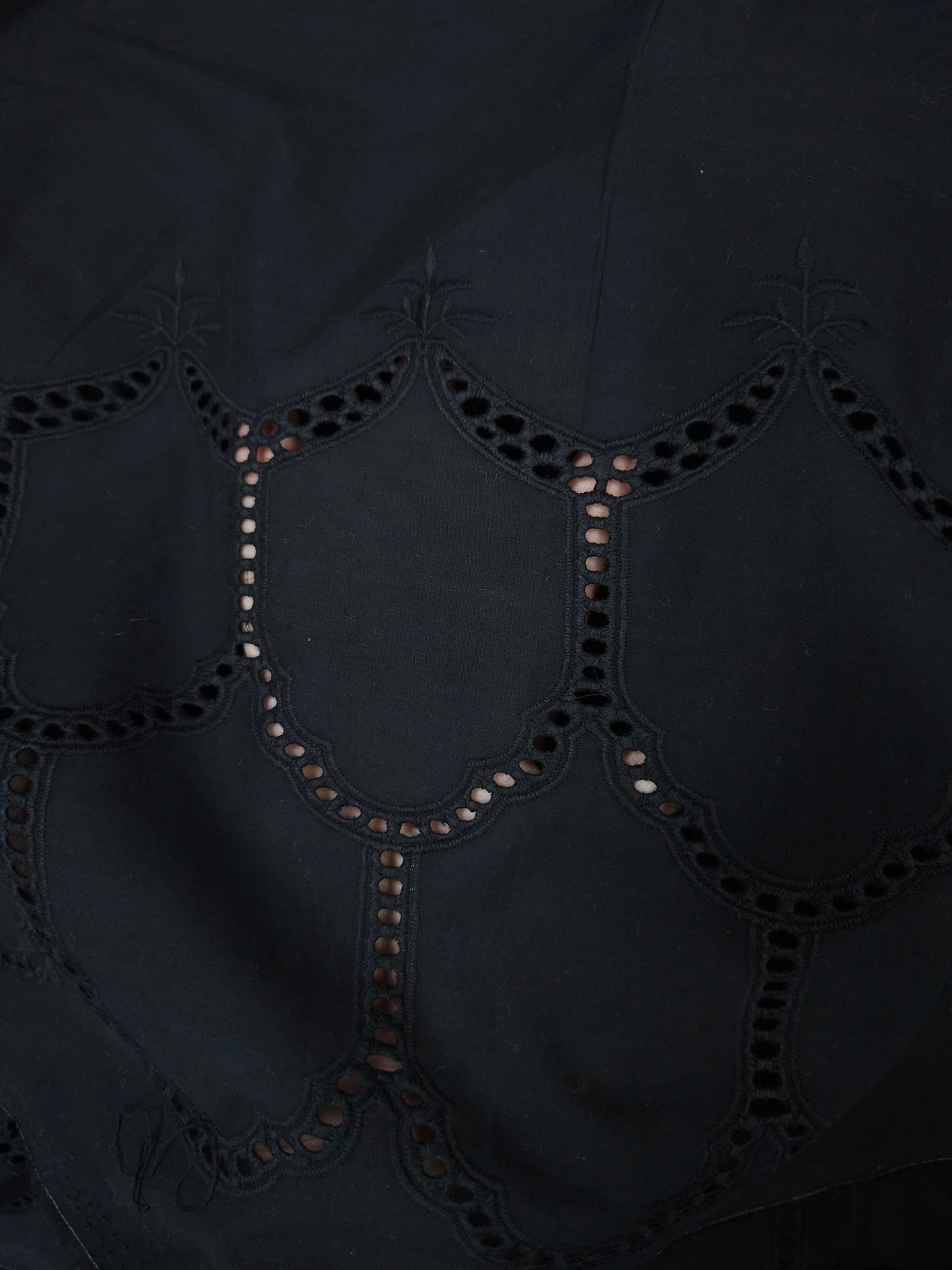Designer Black Cotton Border Chikankari Schiffli Fabric