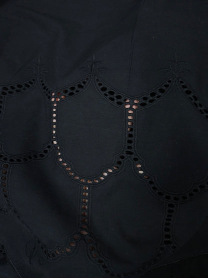 Designer Black Cotton Border Chikankari Schiffli Fabric