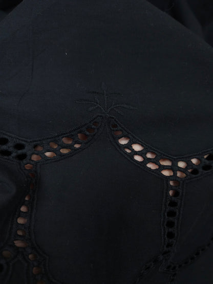 Designer Black Cotton Border Chikankari Schiffli Fabric