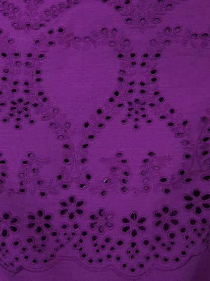 Premium Purple Cotton Border Chikankari Schiffli Fabric
