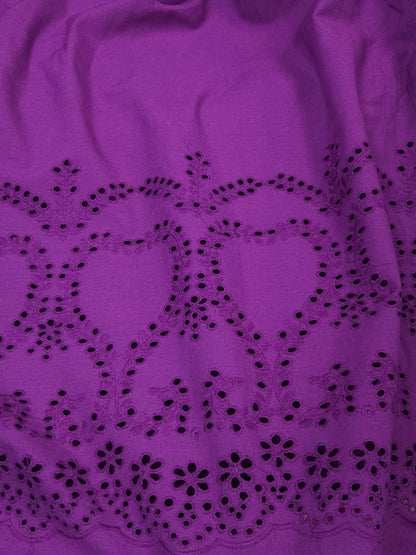 Premium Purple Cotton Border Chikankari Schiffli Fabric