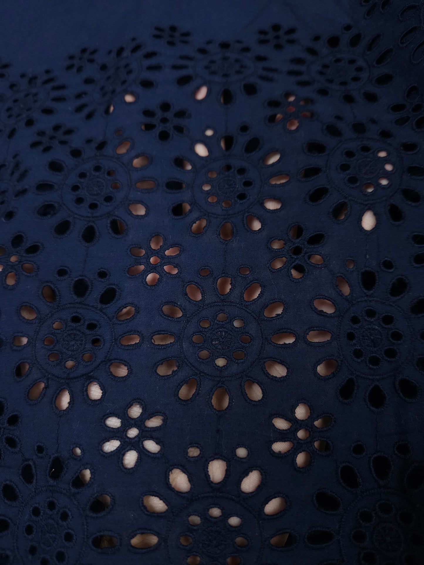 Premium Navy Blue Cotton Border Chikankari Schiffli Fabric