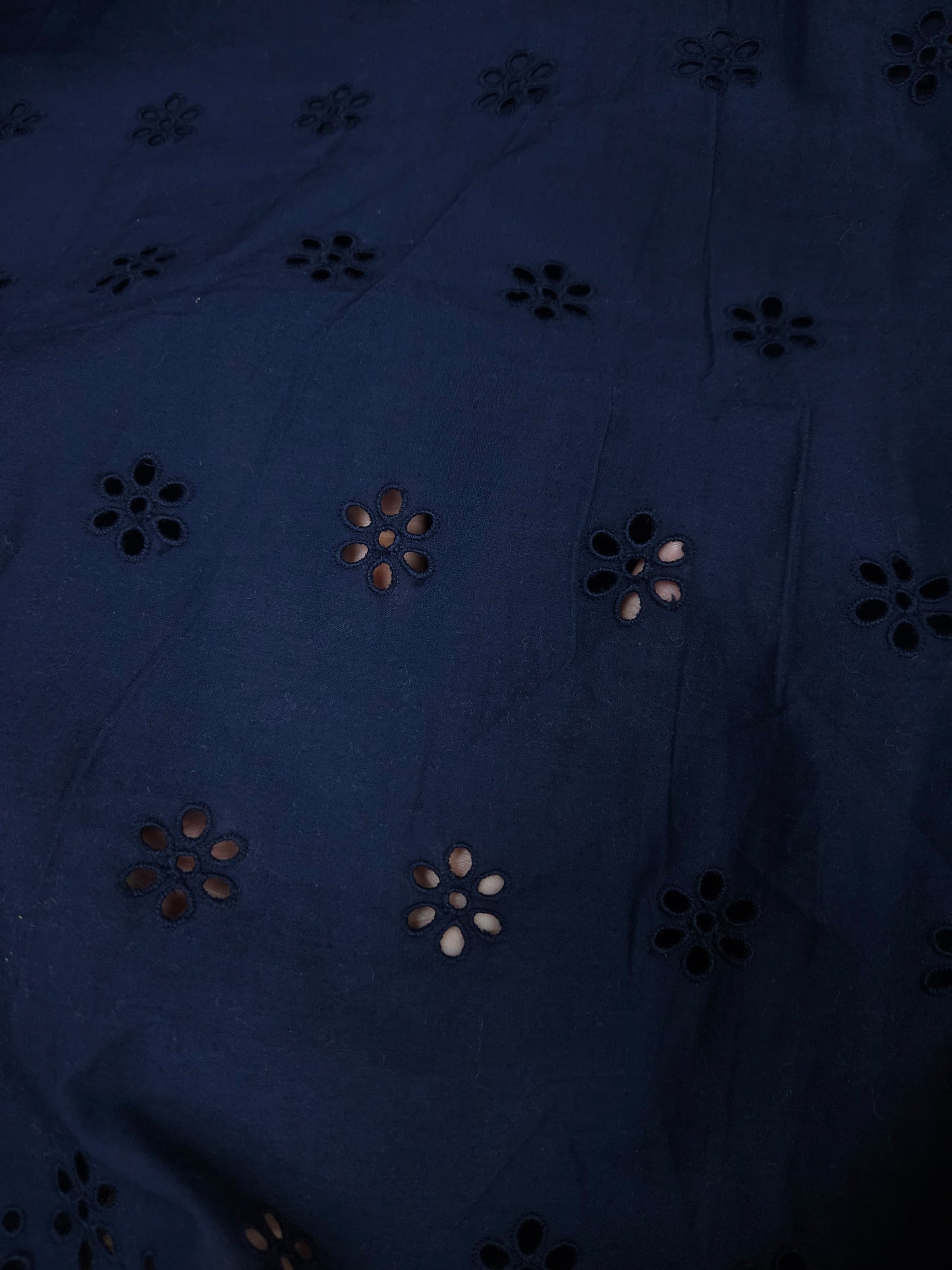 Premium Navy Blue Cotton Border Chikankari Schiffli Fabric