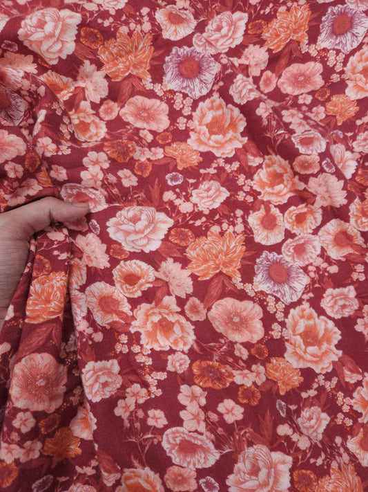 Double Cotton Floral red Fabric