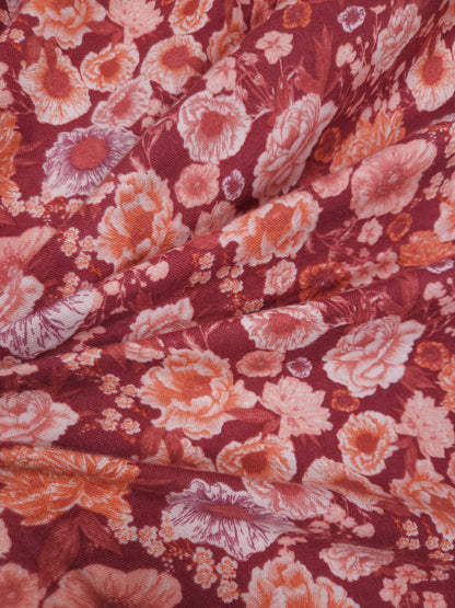 Double Cotton Floral red Fabric