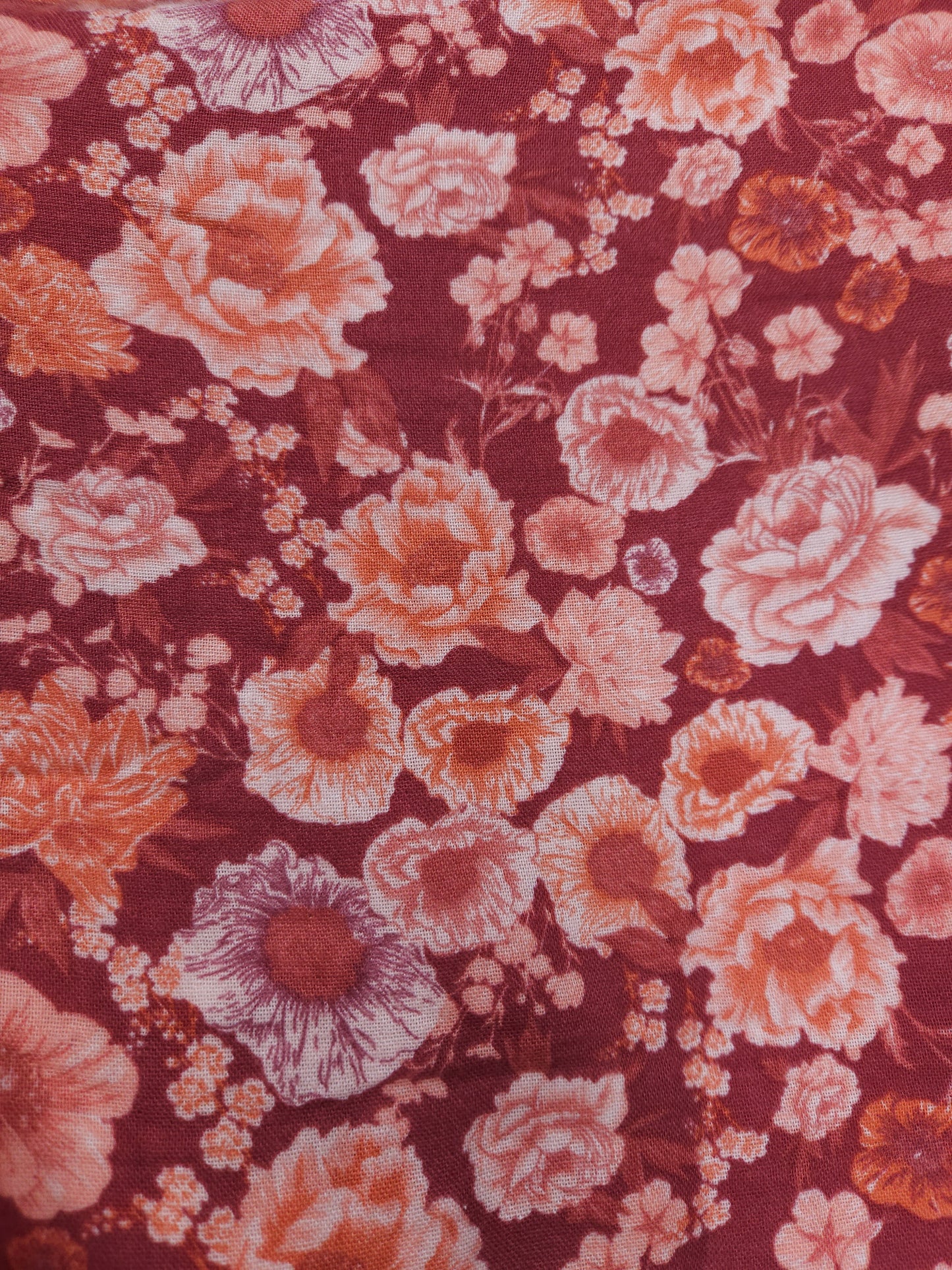 Double Cotton Floral red Fabric