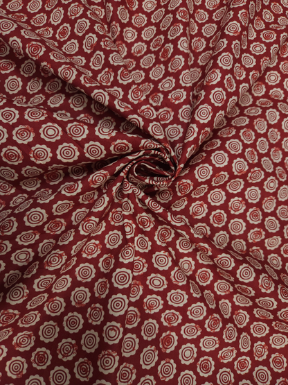 Ruby Red Printed Cotton Suit Set with White Bottom