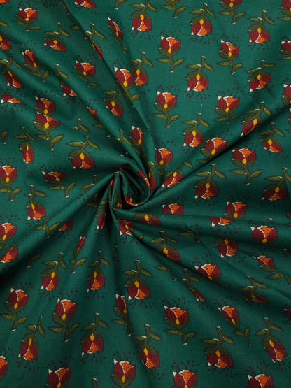 Bloom Buds Cotton Suit Set with Red Bottom