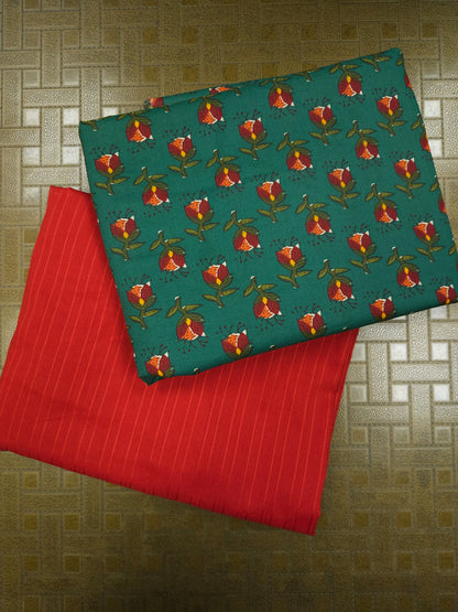 Bloom Buds Cotton Suit Set with Red Bottom