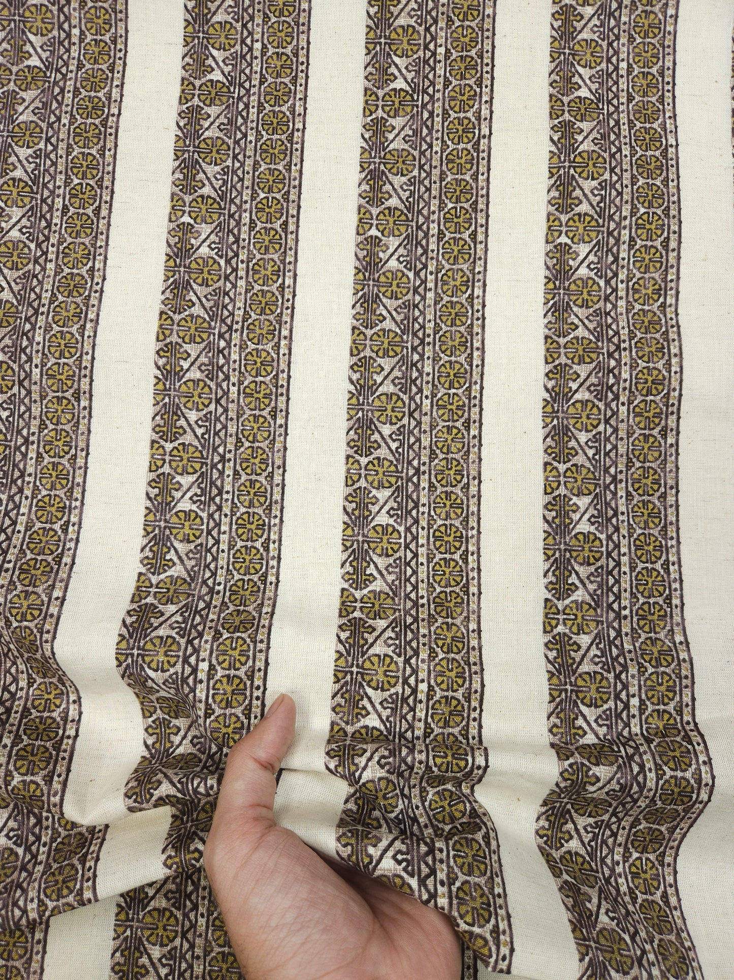 Ajrakh Border Print Cotton Suit Set with Brown Bottom