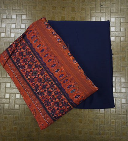 Midnight Ajrakh Royale Cotton Suit Set with Blue Bottom