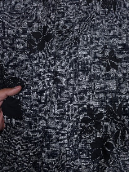 Black Geometric Rayon Printed Fabric