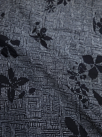Black Geometric Rayon Printed Fabric