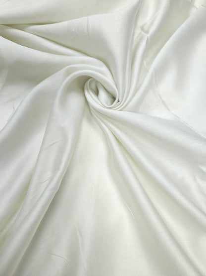 White Satin Modal Suit with Printed Mal Cotton Dupatta