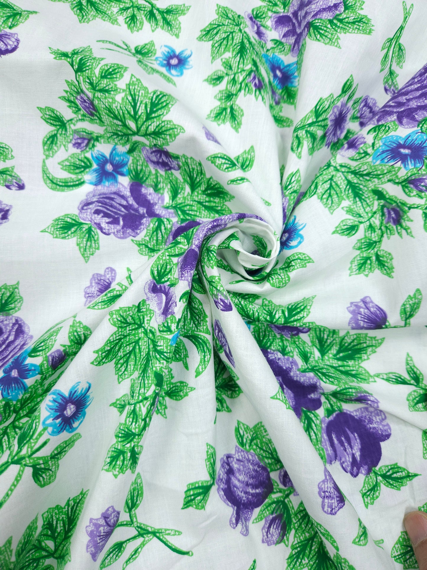 Lavender Floral 100% cotton Suit Set with Chikan bottom