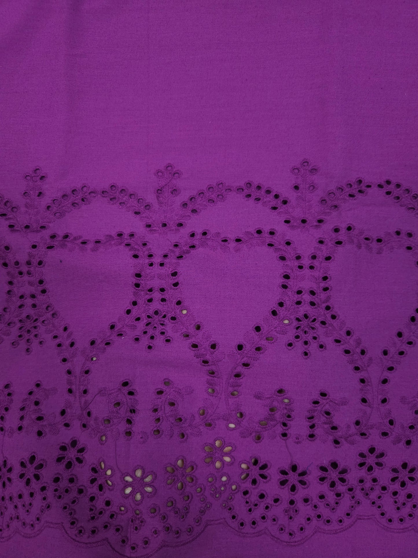 Lavender Floral 100% cotton Suit Set with Chikan bottom