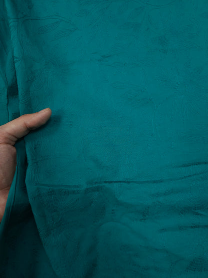 Sea Green Printed 100% cotton Suit Set with All Over Chikan bottom