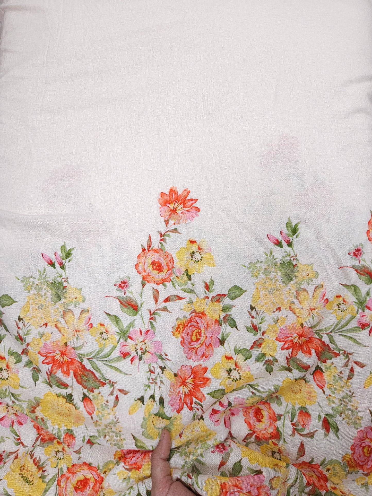 Printed Floral Buti Cotton Linen Blend Fabric