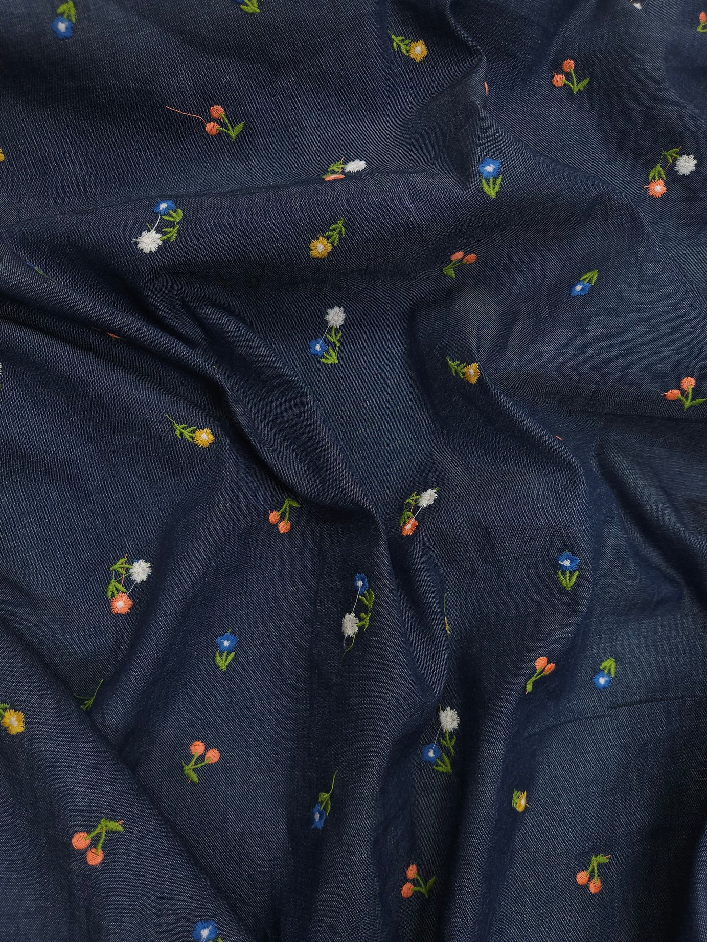 Indigo Petal Luxe Cotton Denim Fabric