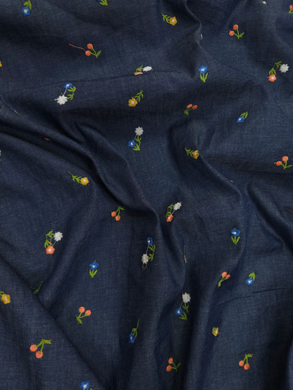 Indigo Petal Luxe Cotton Denim Fabric