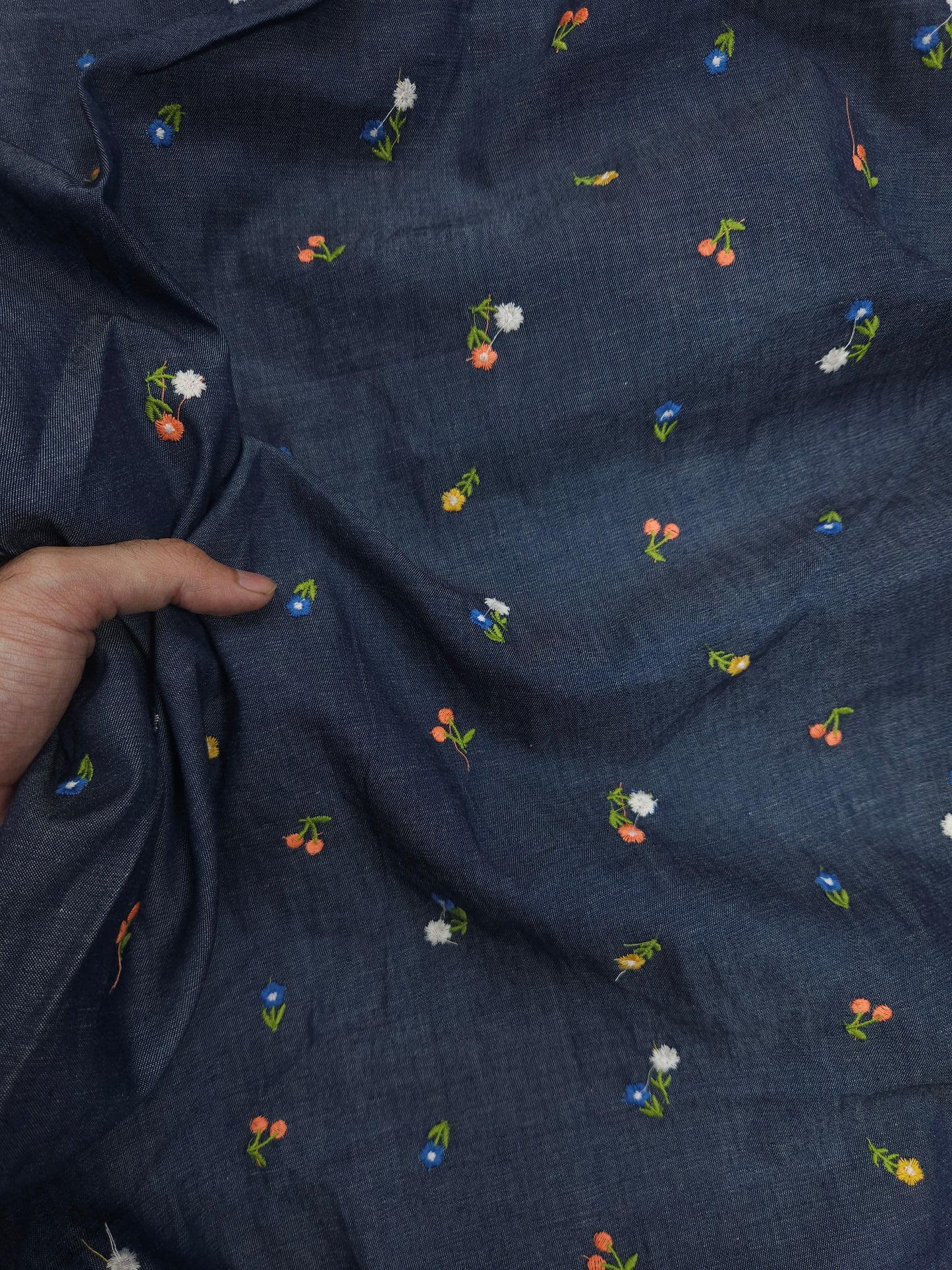 Indigo Petal Luxe Cotton Denim Fabric