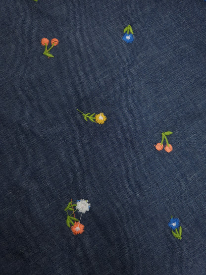 Indigo Petal Luxe Cotton Denim Fabric
