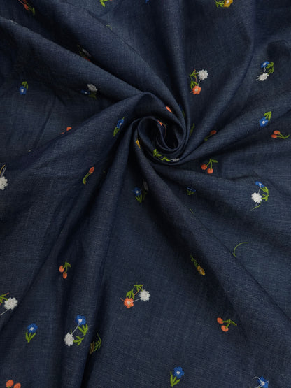 Indigo Petal Luxe Cotton Denim Fabric