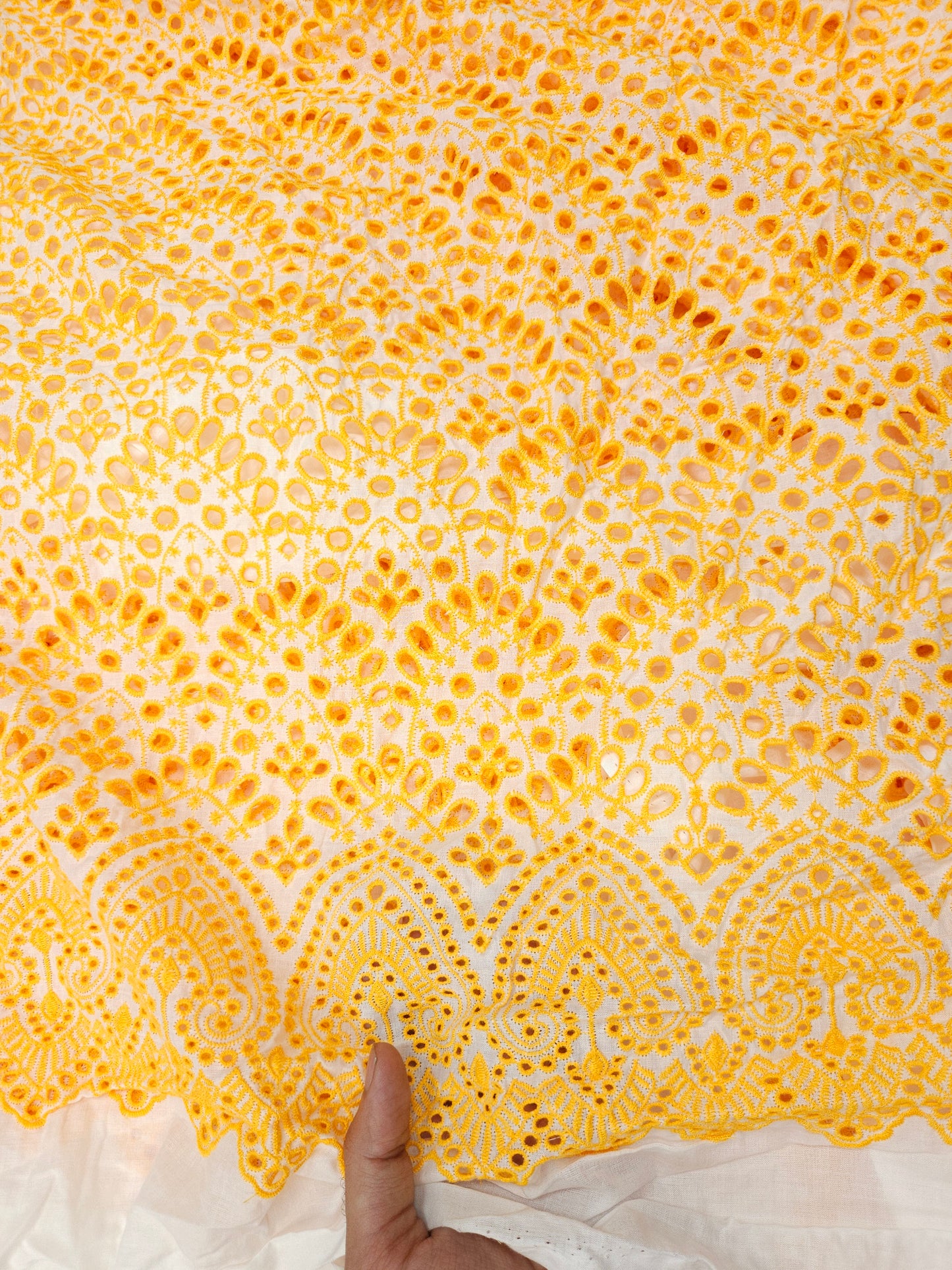 Premium Yellow Schiffli Fabric