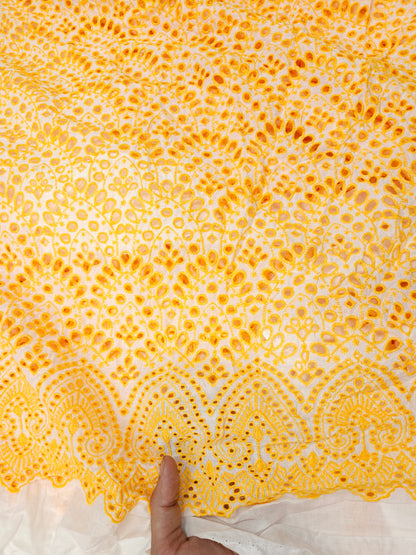 Premium Yellow Schiffli Fabric