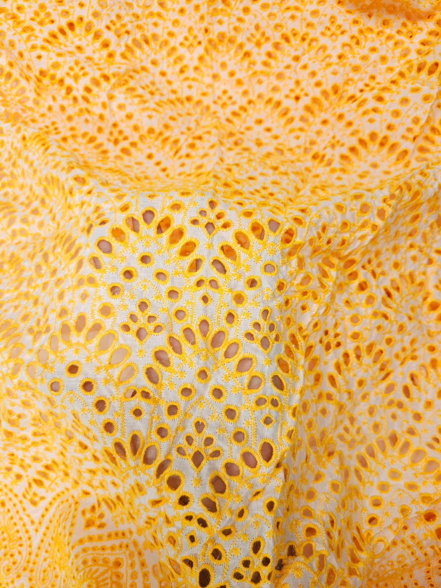 Premium Yellow Schiffli Fabric