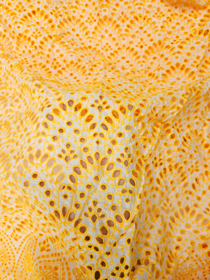 Premium Yellow Schiffli Fabric