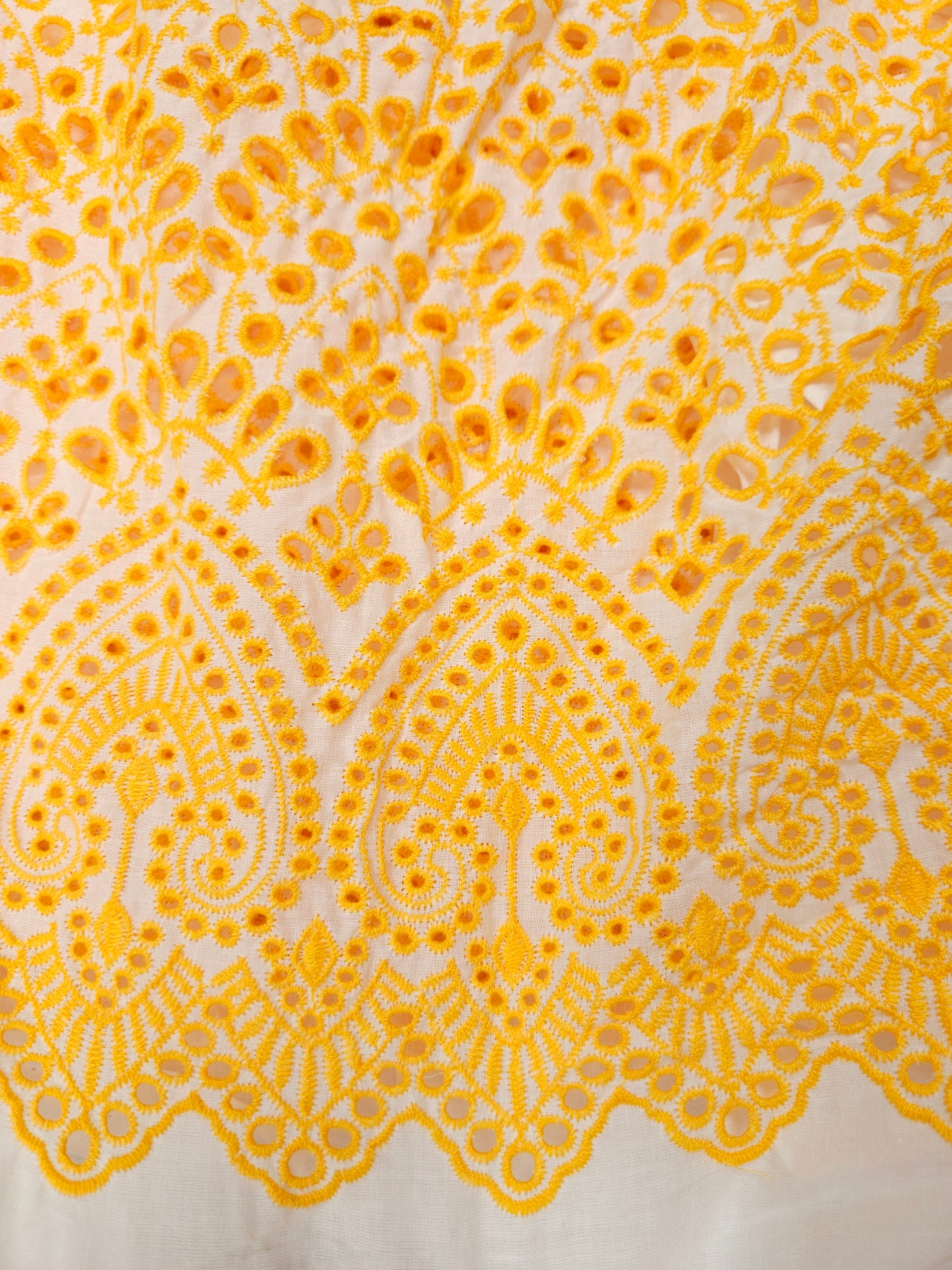 Premium Yellow Schiffli Fabric