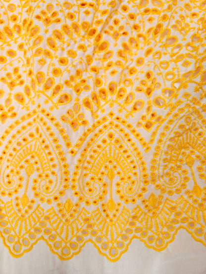 Premium Yellow Schiffli Fabric