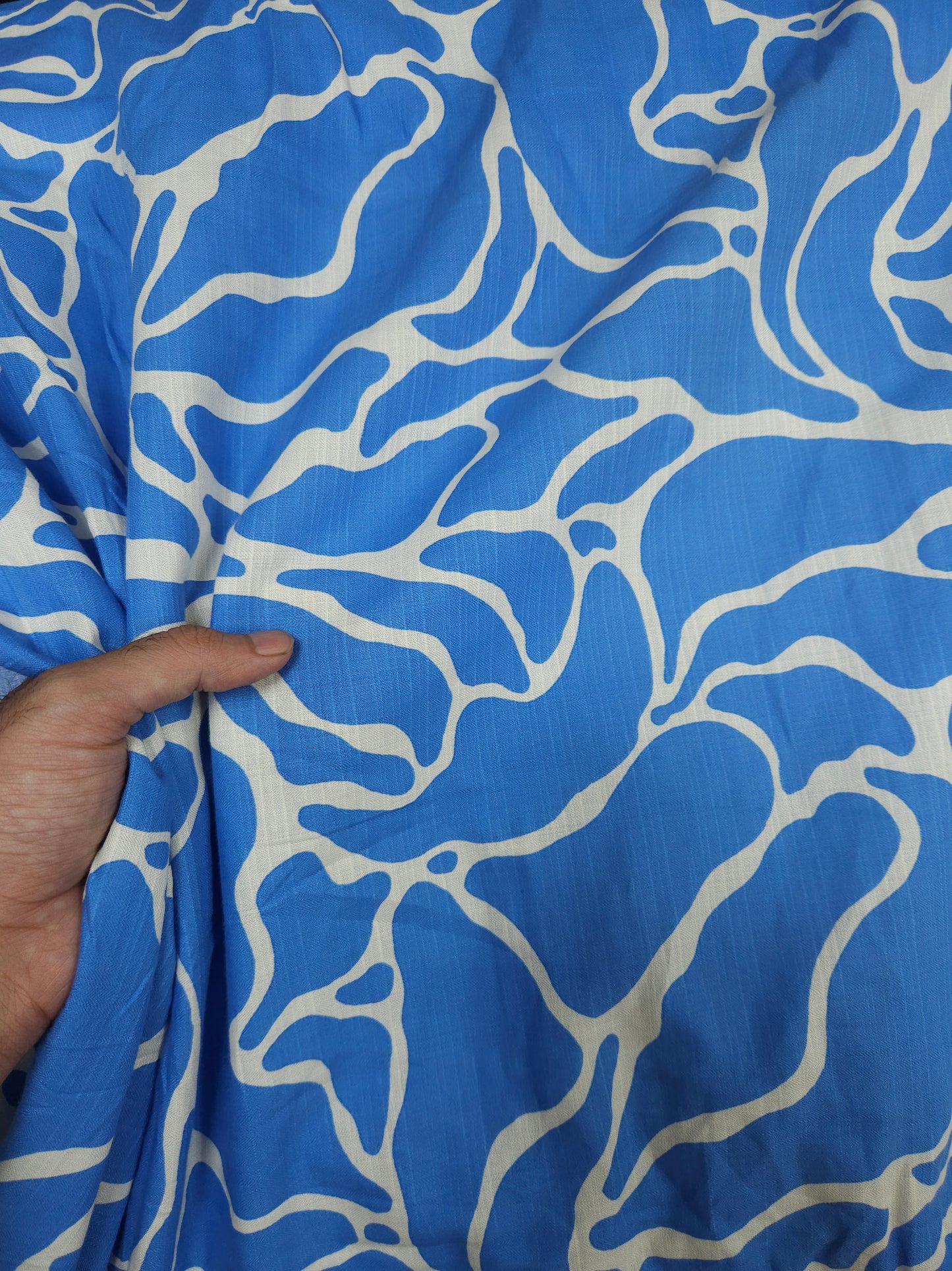 Ocean Blue Linen Blend Fabric