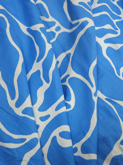 Ocean Blue Linen Blend Fabric