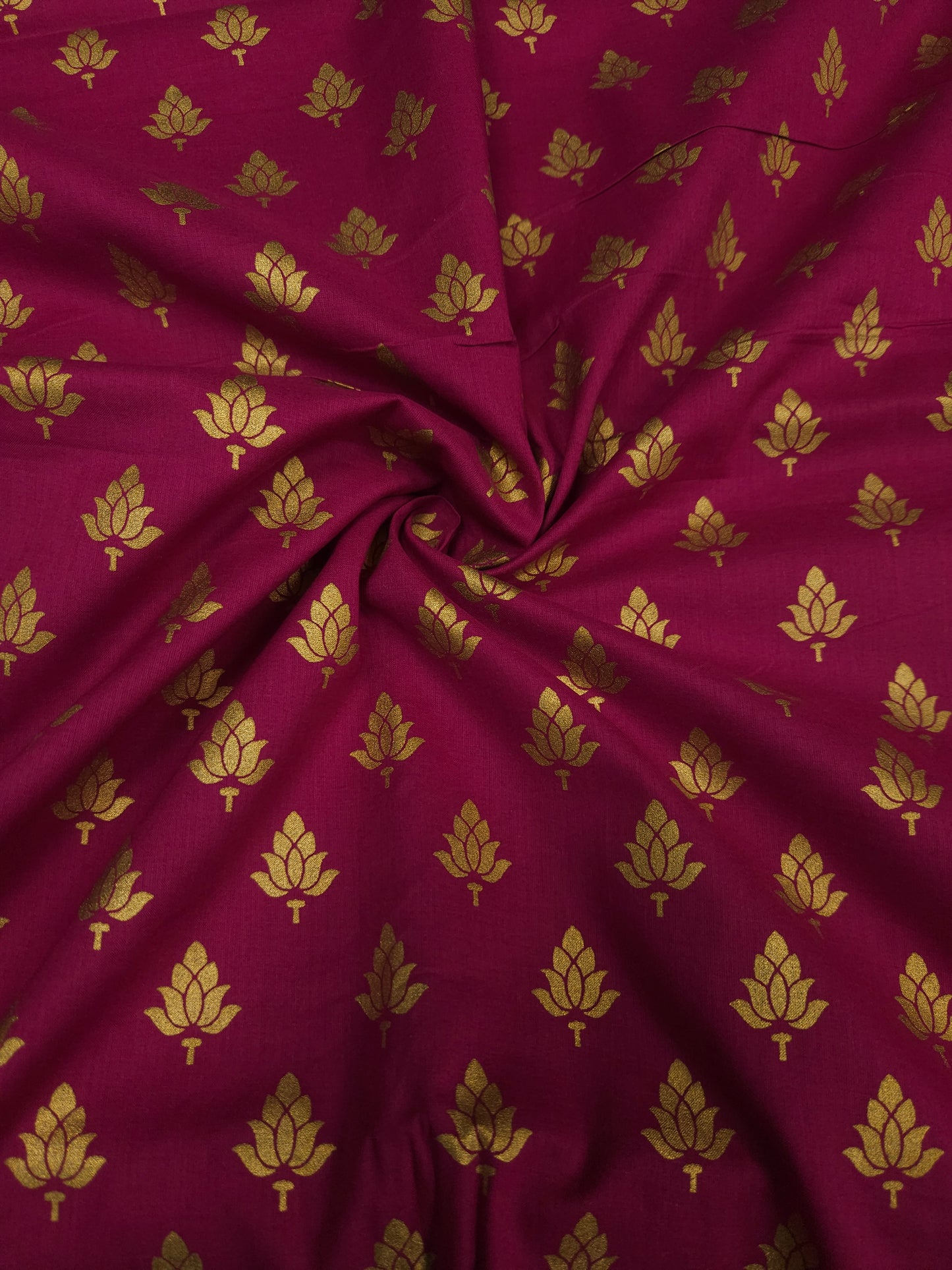 Premium Lotus Print Cotton Suit Set with Plain Bottom