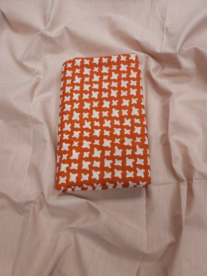Premium Geometric Printed Cotton Suit Set with Textured Plain Bottom
