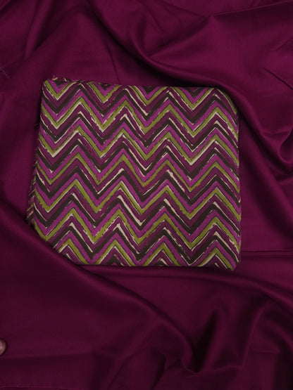 Premium Chevron Printed Cotton Suit Set with Rayon Bottom