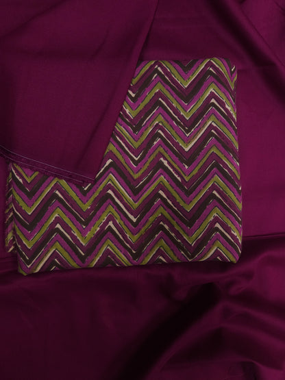 Premium Chevron Printed Cotton Suit Set with Rayon Bottom
