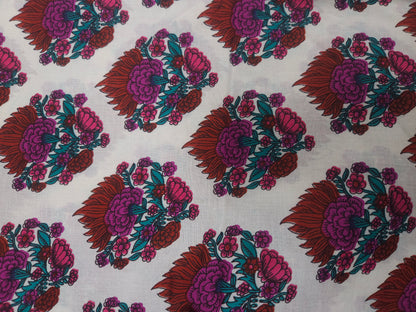 Premium Floral Printed Cotton Suit Set with Plain Magenta Bottom