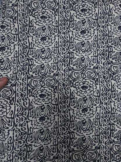 Premium Floral Printed Cotton Suit Set with Plain Navy Bottom