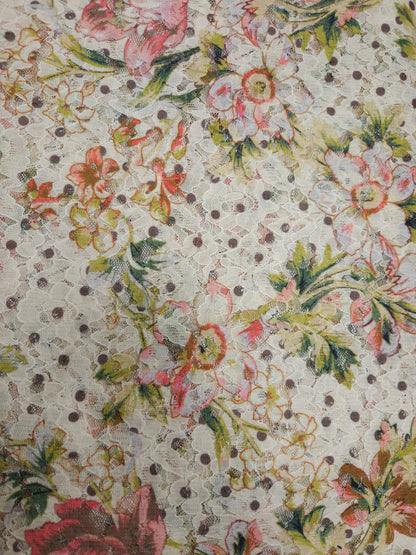 Premium Floral Self Print Fancy Net Fabric 56-60 Inch Width
